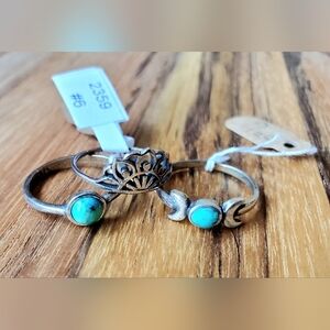 Silver Turquoise Ring Set